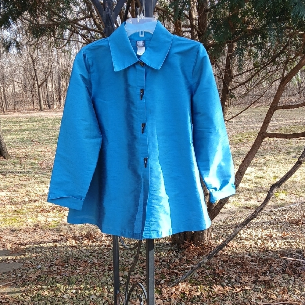 Gumps SAN FRANCISCO 50% Silk Blue Jacket Sz M